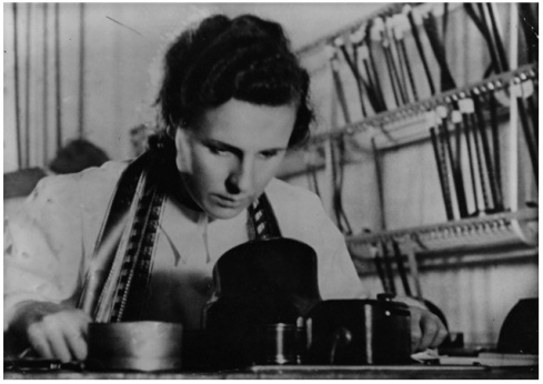 Riefenstahl editing her work. TRIUMPH OF THE WILL had over 60 hours of footage.